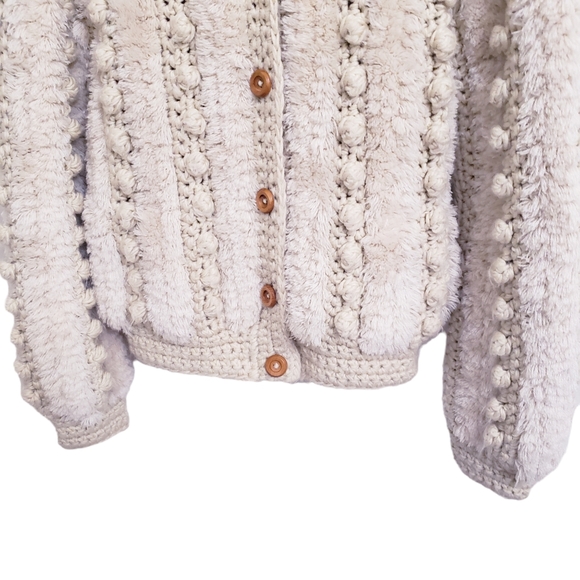 Vintage 70s Answers by Riddles Cream Jacket Sweater, Size S - Picture 4 of 10